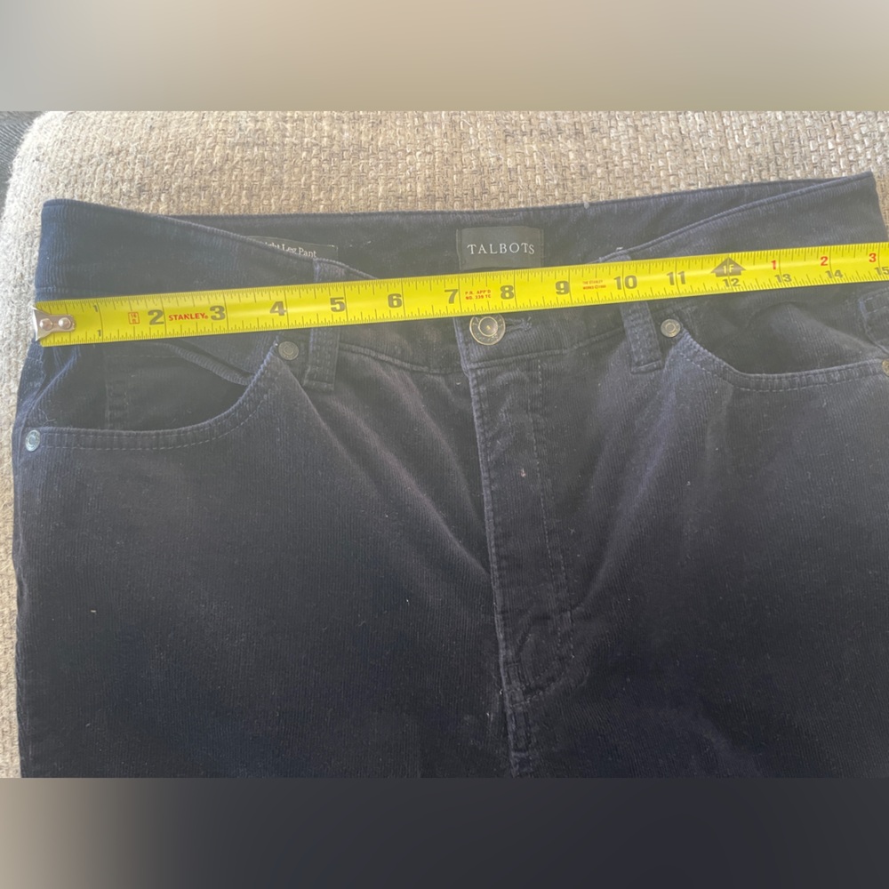 Talbots Navy Blue Corduroy High Rise Straight Leg Pants Women’s 8P Academia - Picture 9 of 13